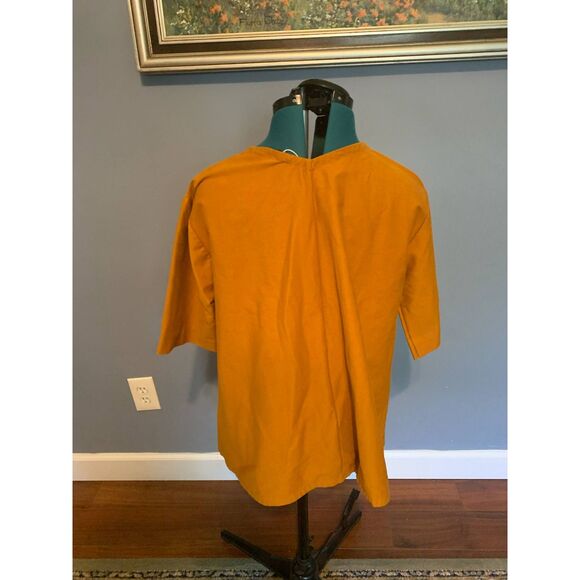COS Burnt Orange Pleated Short Sleeve Lagenlook Blouse, NWOT, size S - Picture 3 of 7